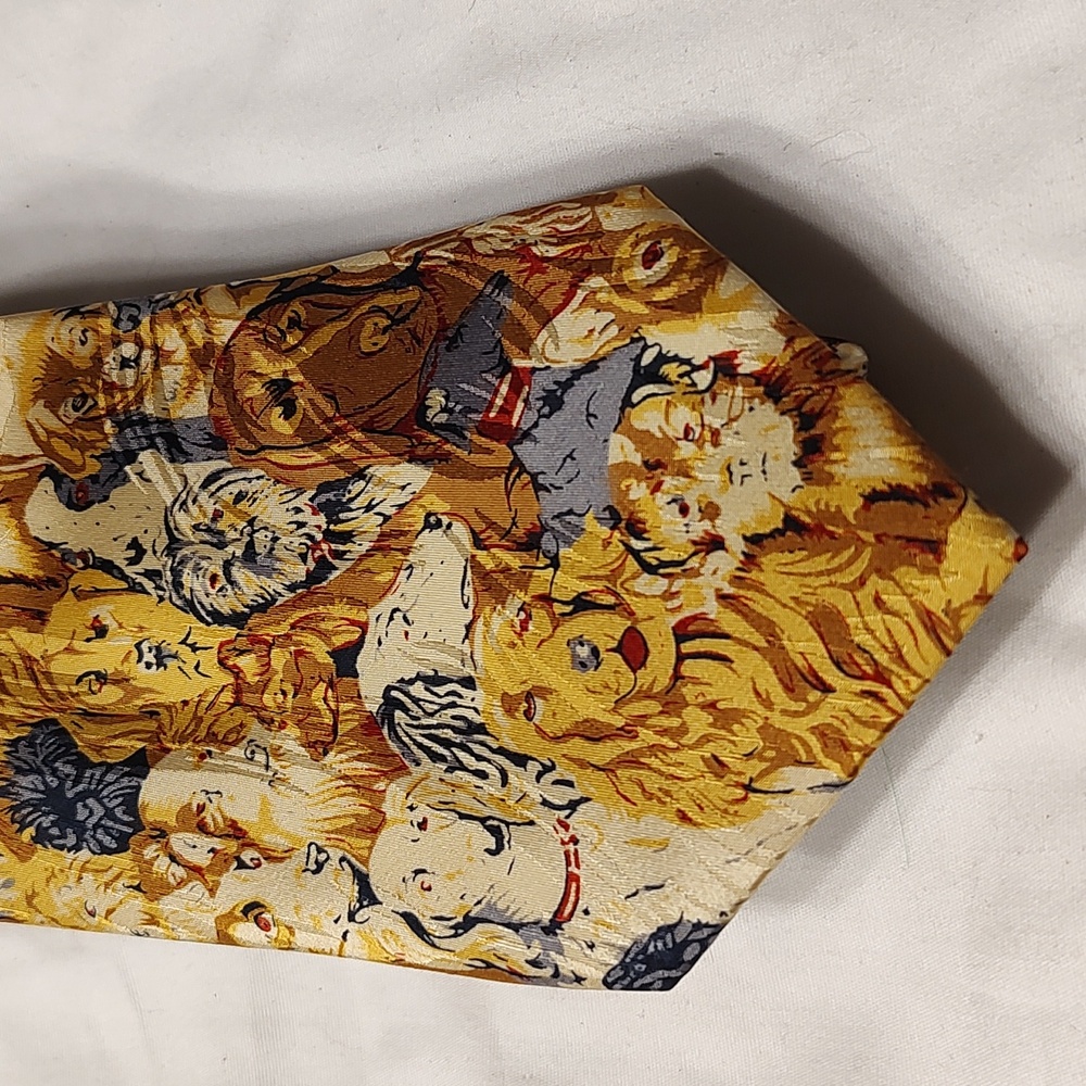 Museum Artifacts Dog Print all silk tie